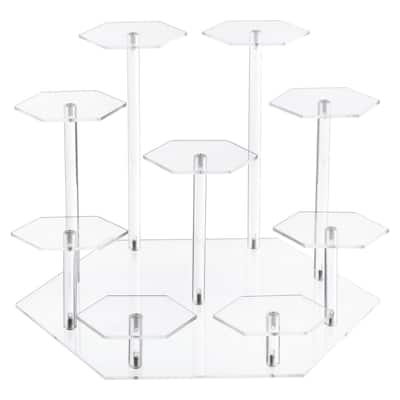 Acrylic Display Stand for Collectible Figures, 9 Tier Round Cupcake Stand Clear