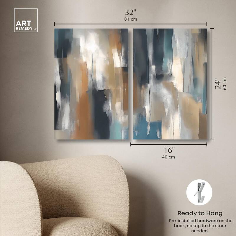 Vertical Rush Canvas Set of 2 by Art Remedy, Gallery Wrapped