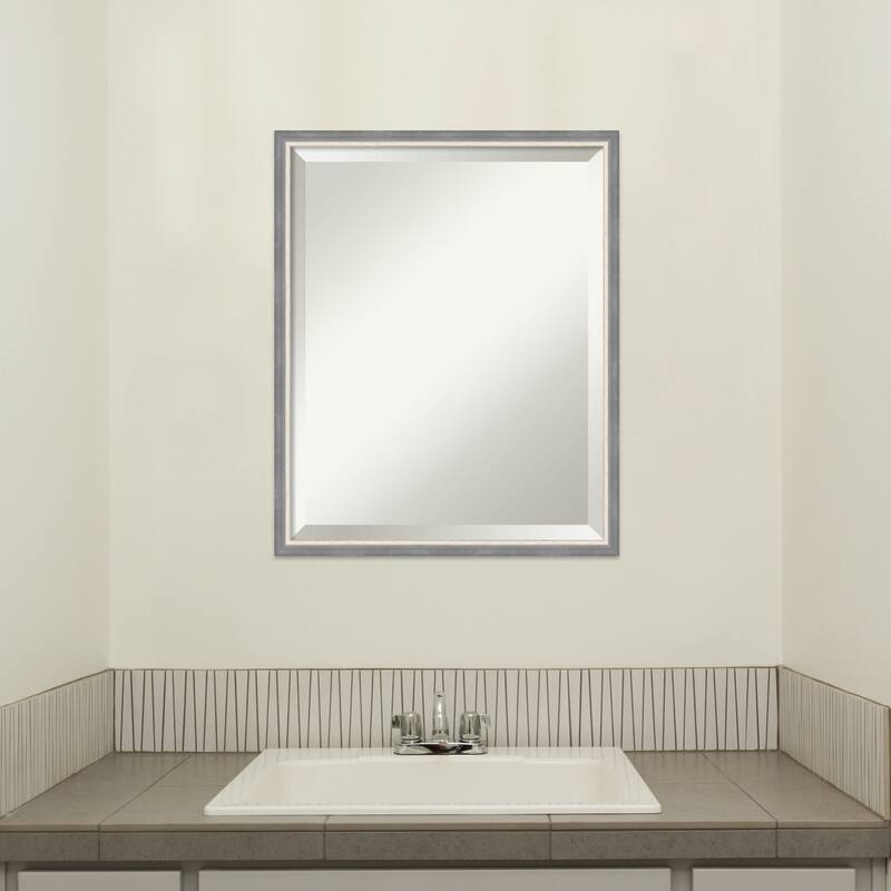 Theo Narrow Beveled Wood Framed Bathroom Vanity Wall Mirror