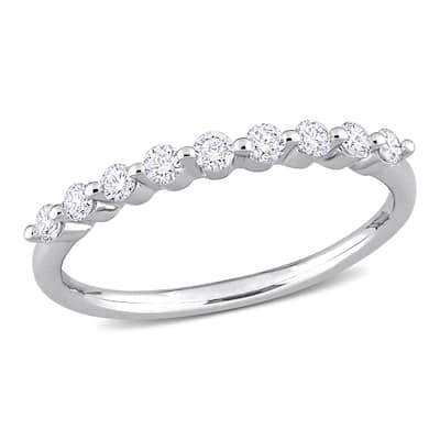 1/3ct TDW Lab-Grown Diamond Semi-Eternity Ring in Platinum Silver