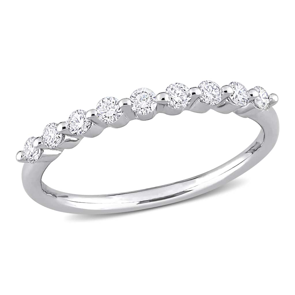 Miadora 1/3ct TDW Lab-Grown Diamond Semi-Eternity Ring in Platinum Silver