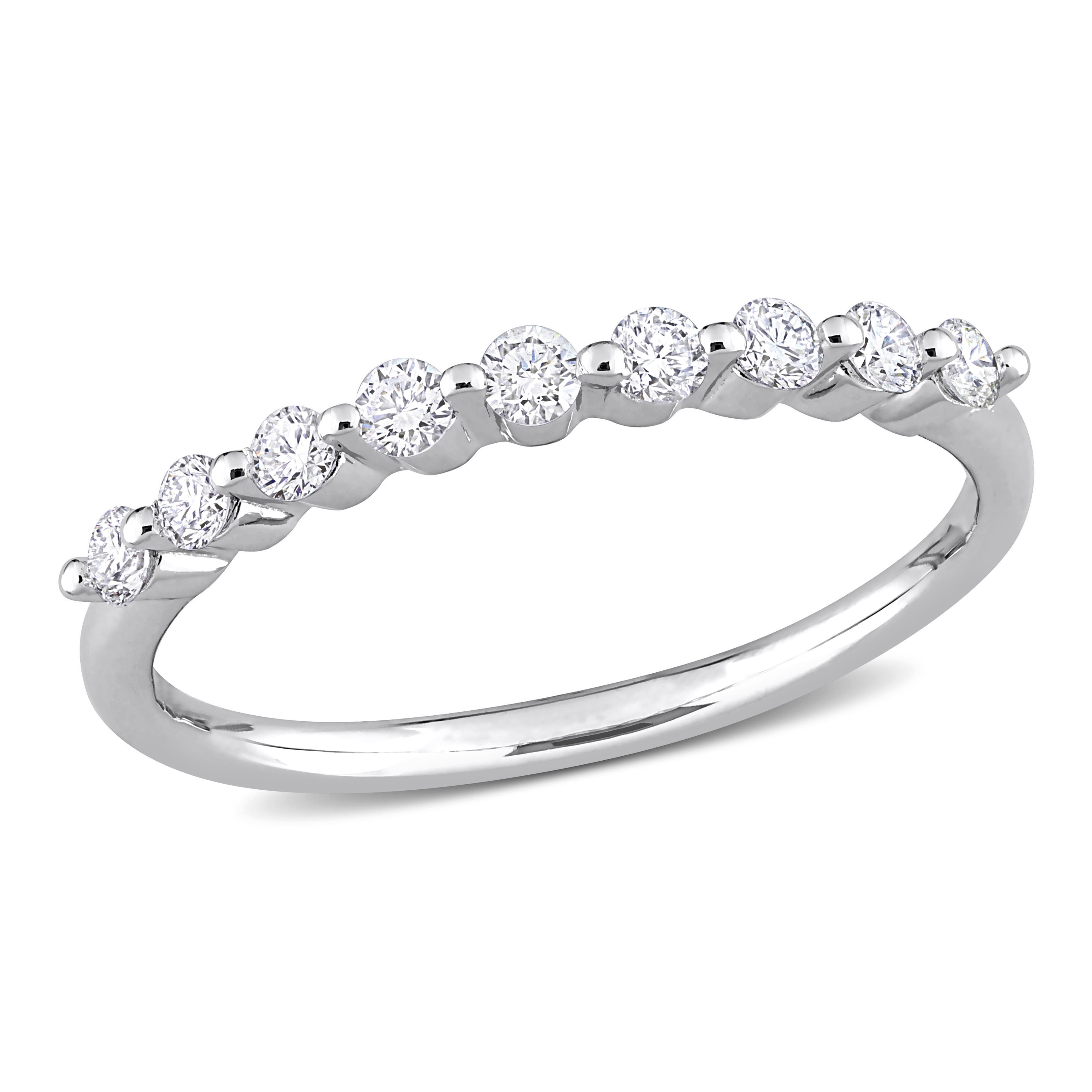 Miadora 1/3ct TDW Lab-Grown Diamond Semi-Eternity Ring in Platinum Silver