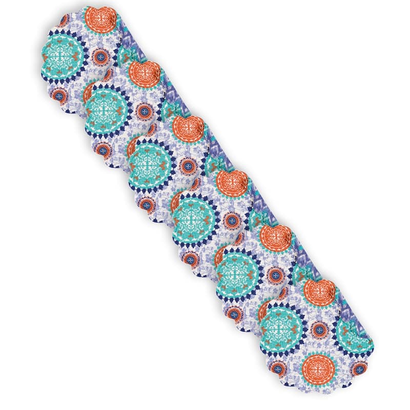 Zarina Cotton Quilted Round Reversible Placemat Set of 6 - Set of 6