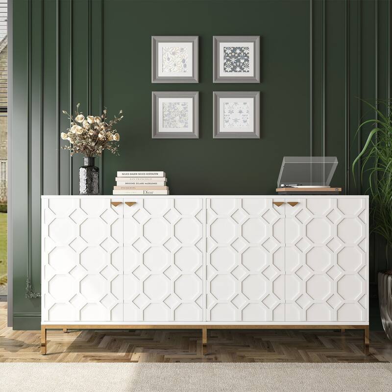 4 Door White Locker Accent Cabinet