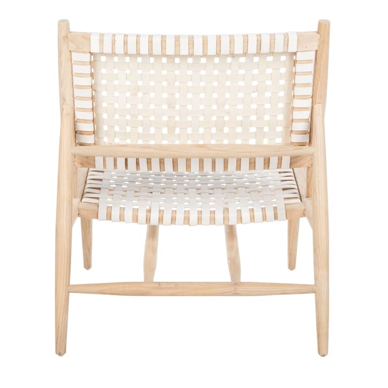 SAFAVIEH Soleil Squared Leather Woven Accent Chair - 26" W x 31.5" L x 30.7" H