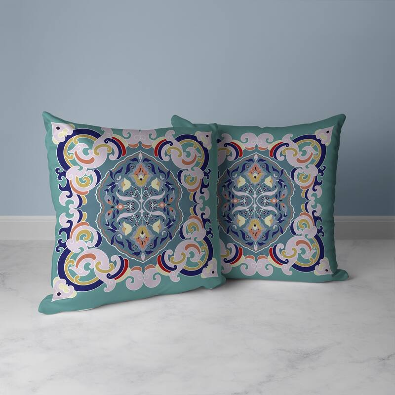 Soft Square Escape Faux Suede Reversible Throw Pillow Blue and Pink