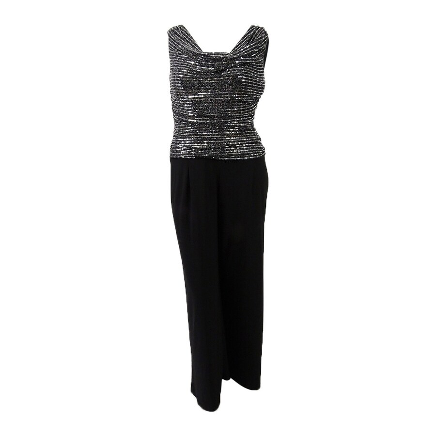 womens black knit jumpsuit
