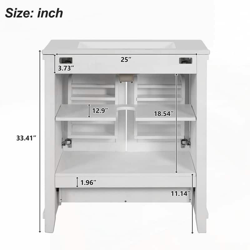 Solid Wood Frame Bathroom Vanity with Single Sink