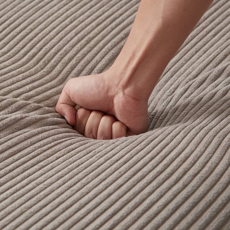 Corduroy Convertible Lounge Chaise with USB Ports, Cup Holders and Storage
