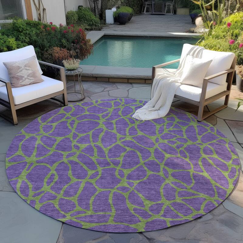 Machine Washable Indoor/ Outdoor Contemporary Chantille Rug - Purple - 8' x 8'
