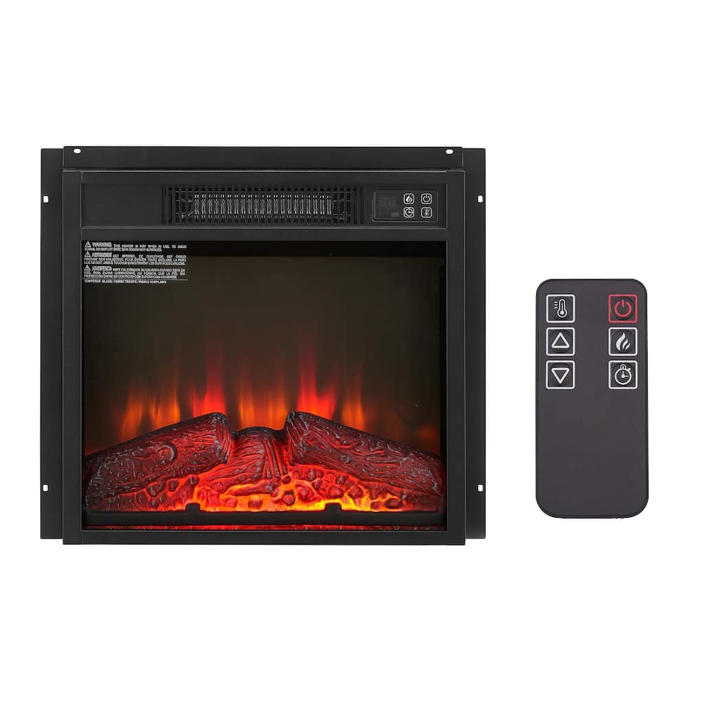 Electric Fireplace Insert 18" 1400W 120V ,Equipped with remote control, ultra thin heater with log set & realistic flame