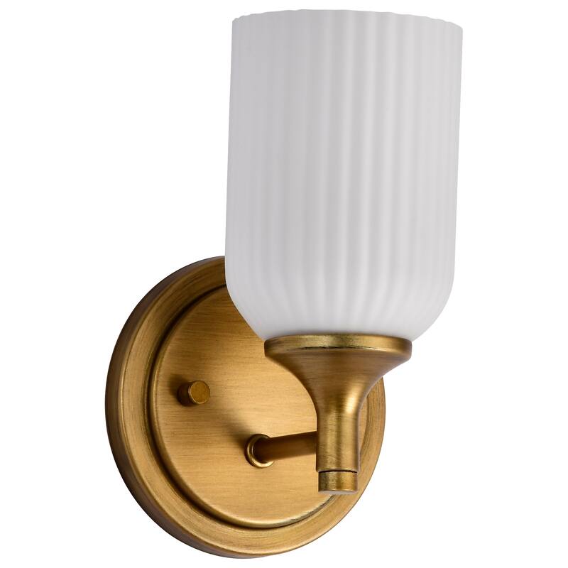 Solara 1 Light Wall Sconce Natural Brass Finish Frosted Ribbed Glass - Natural Brass