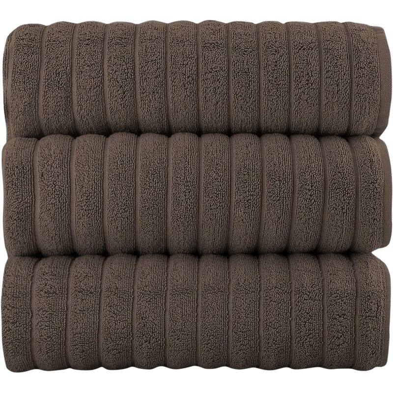 Classic Turkish Towels 100% Turkish Cotton Bath Sheets Plush Ribbed 3 Piece 40x65" - 40x65