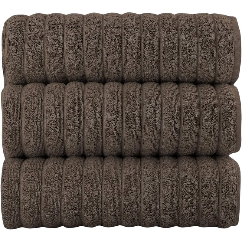 Classic Turkish Towels Plush Ribbed Cotton Luxurious Bath Sheets (Set of 3) 40x65" - 40x65