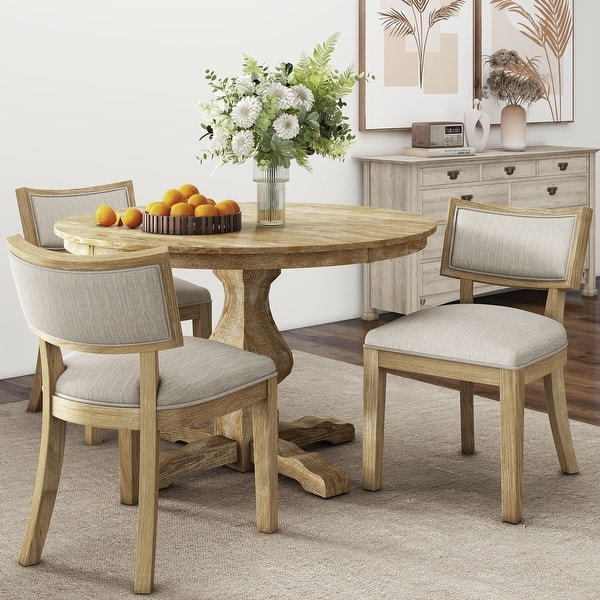 slide 2 of 22, Fescue Farmhouse Fabric and Rubberwood Upholstered Dining Chairs (Set of 2) by Christopher Knight Home