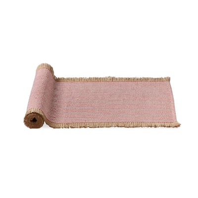 Merry Stripe Jute Table Runner for Christmas Red Multi 72 x 17.5 in Spot Clean Holiday Decor