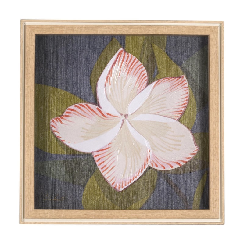 Flower Portrait III (Frangipani)- Hand Embelished Textured Framed Art Print