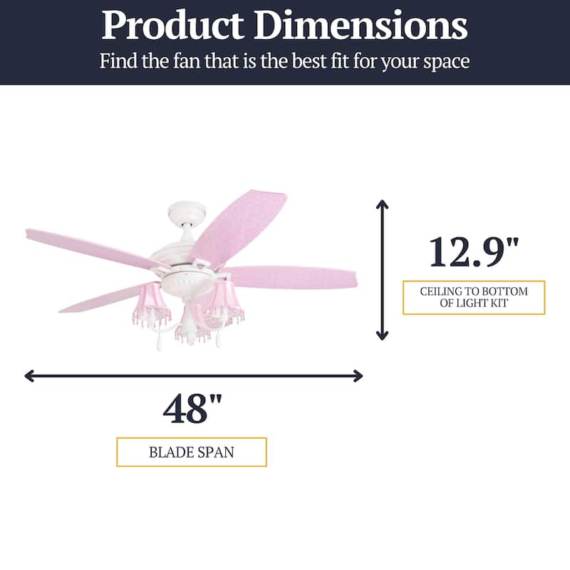 Taylor & Olive Calendula 48-inch White/ Pink LED Ceiling Fan