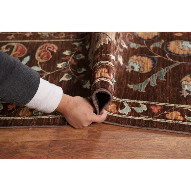 Brown Vegetable Dye Ziegler Oriental Area Rug Handmade Wool Carpet - 7'3" x 9'10"