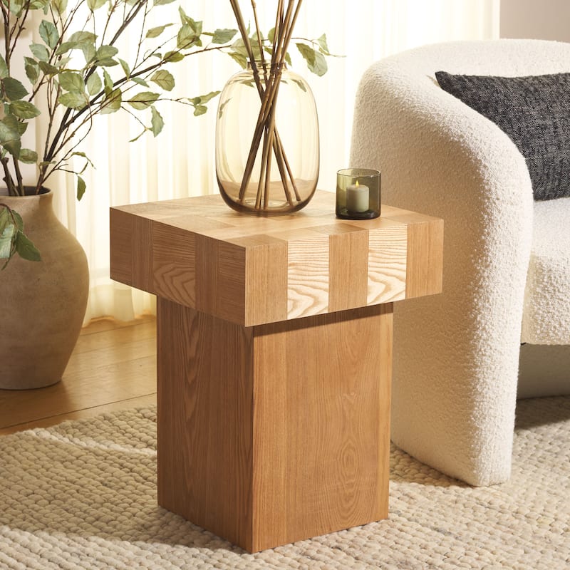 SAFAVIEH Hamona Pedestal End Table - 16"W x 16"D x 21"H - Natural