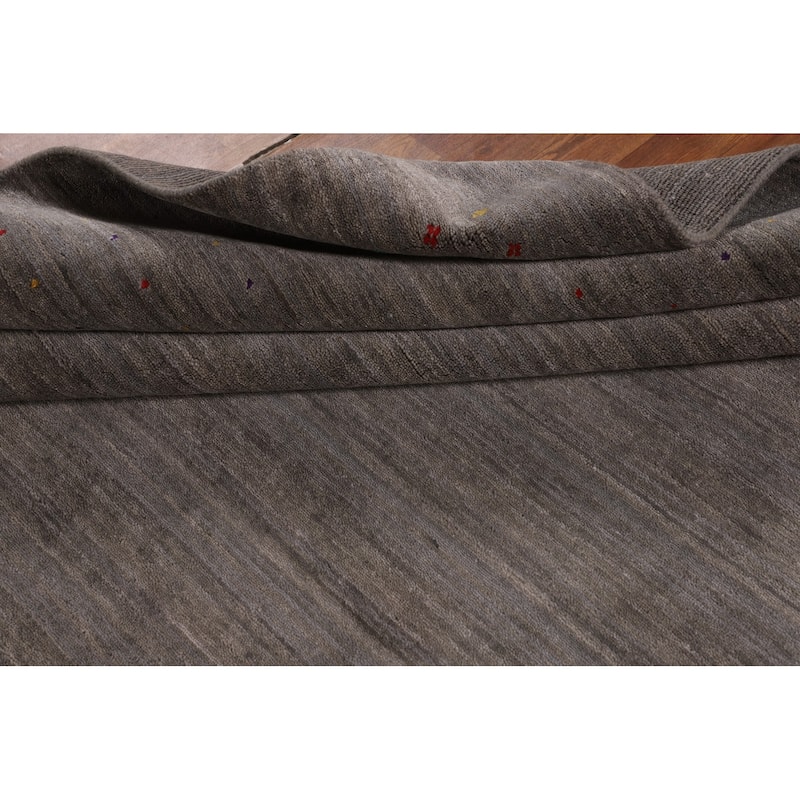 Earth Tone Gabbeh Indian Area Rug Silk Carpet - 8'0" X 9'9"