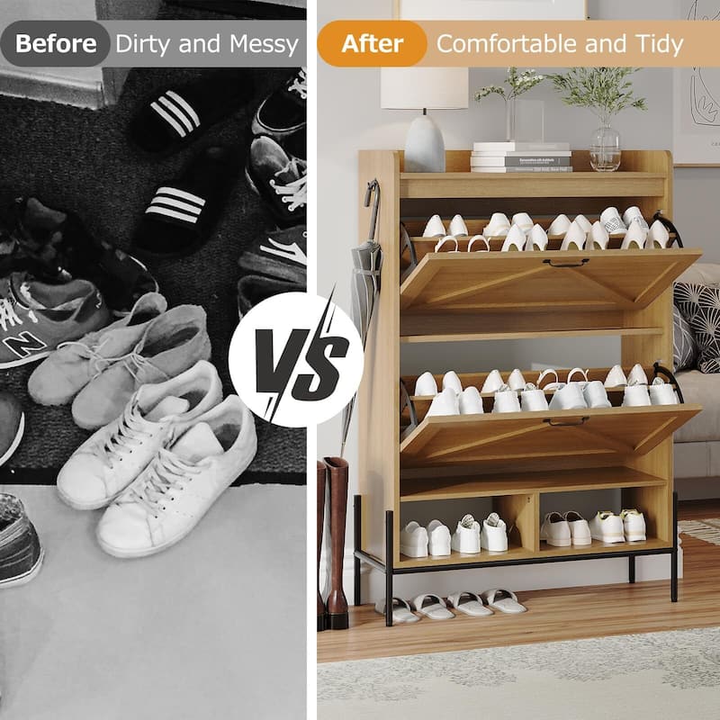 Shoe Cabinet with 2 Flip Drawers - 2 Flip Drawers