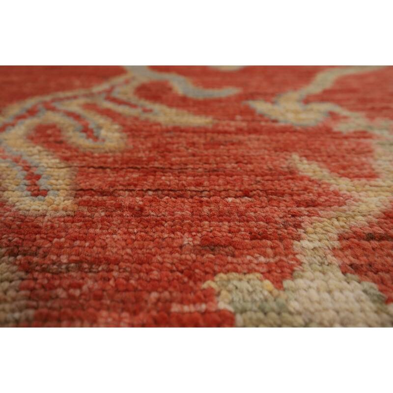 Orange Turkish Oushak Vegetable Dye Area Rug Handmade Wool Carpet - 9'4"x 12'1"