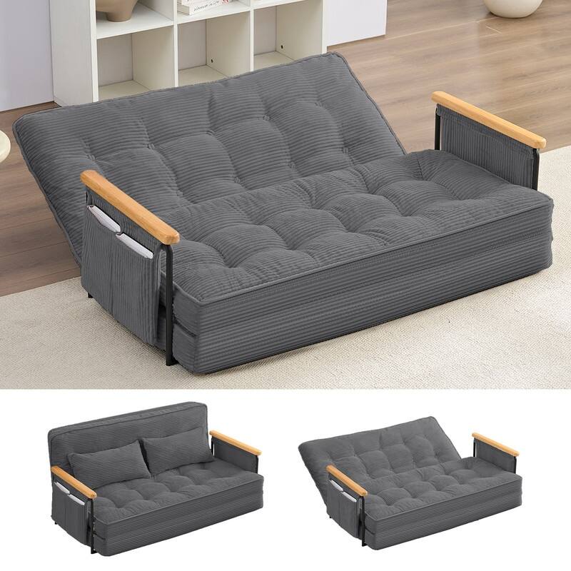 Mixoy Muti-Functional Folding Floor Sofa Bed,3-Seater,2-Seater,1-Seater Lazy Futon Sofa with 6 Position Adjustable Backrest - 53.9''*28''*26.4'' - GREY