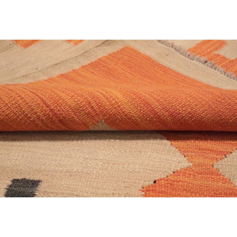 Hand Woven Oriental 100% Wool Carpet Southwestern Tribal Brown Kilim Area Rug - 8' 0'' X 4' 10''