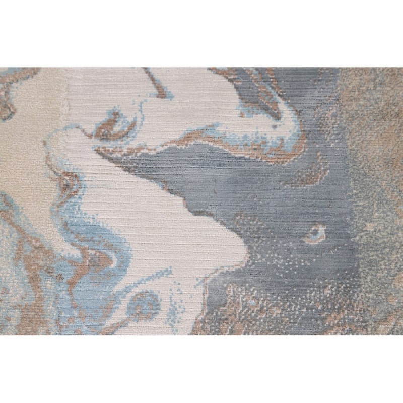 Modern Abstract Accent Rug Hand-Knotted Wool Carpet - 2'8"x 4'10"