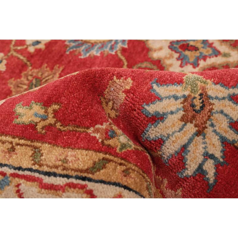 ECARPETGALLERY Hand-knotted Finest Oushak Red Wool Rug - 5'0 x 6'11