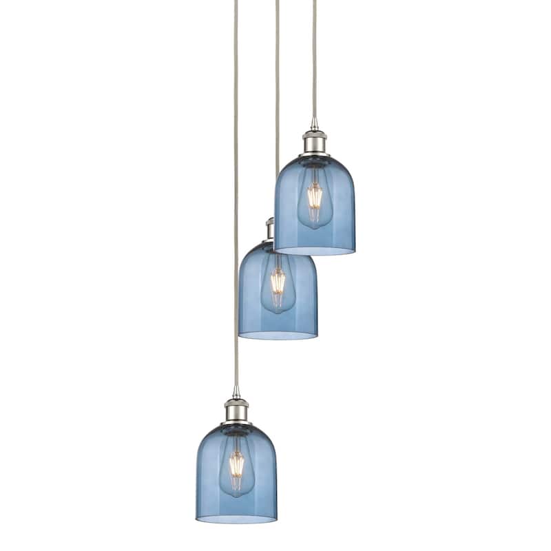 Innovations Lighting 113B-3P-30-12 Bella Pendant Bella 3 Light 12" - Polished Nickel / Princess Blue