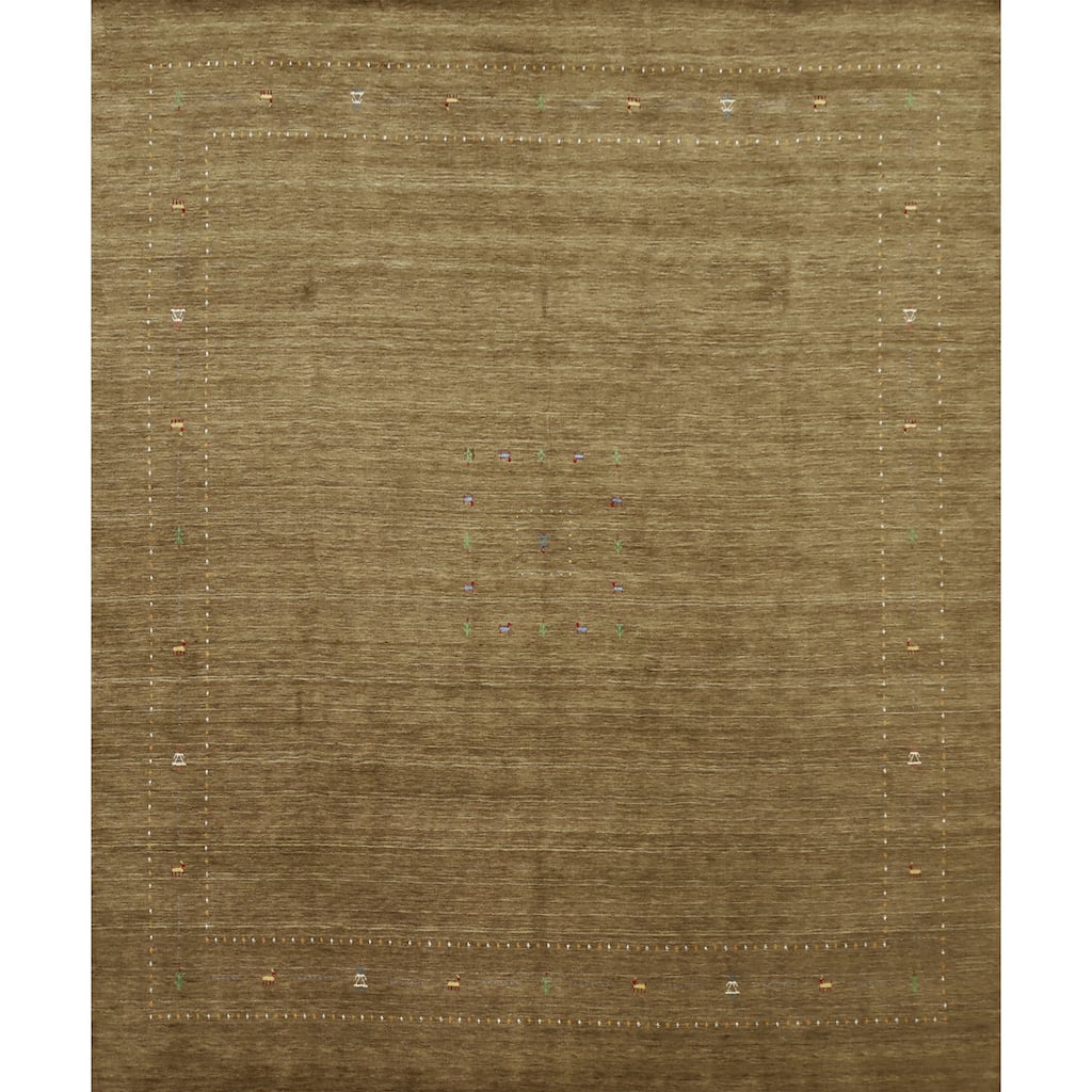 Hand Knotted Oriental 100% Wool Carpet Tribal Animal Pictorial Brown Gabbeh Area Rug - 12' 0'' X 11' 9''