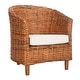 preview thumbnail 9 of 7, SAFAVIEH Omni Rattan Barrel Chair with Cushion - 29.1" x 27.2" x 32.7"