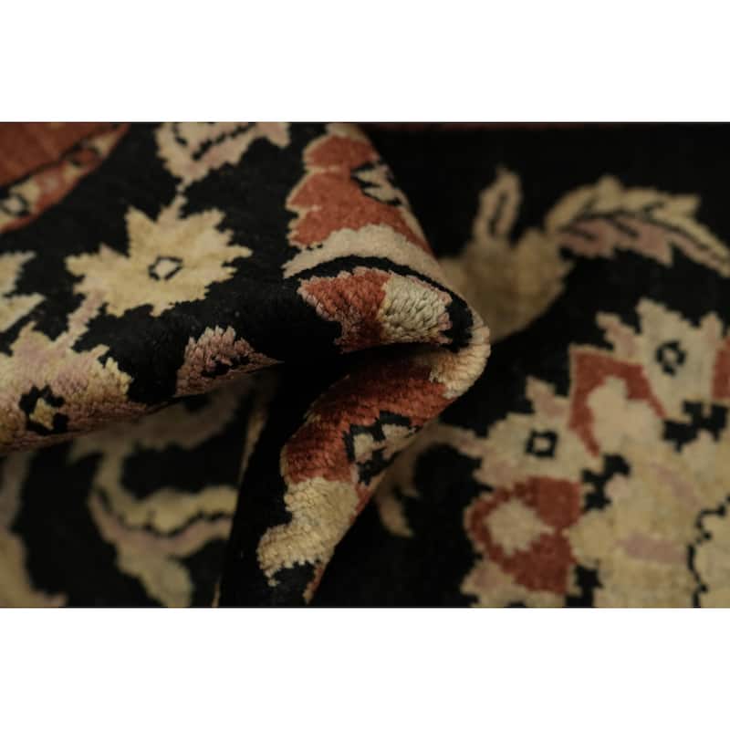 Hand Knotted Oriental 100% Wool Carpet Traditional All-Over Black Ziegler Runner Rug - 10' 0'' X 2' 7''