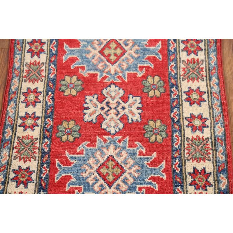 Red Kazak Oriental Accent Rug Handmade Traditional Wool Carpet - 2'1"x 2'10"