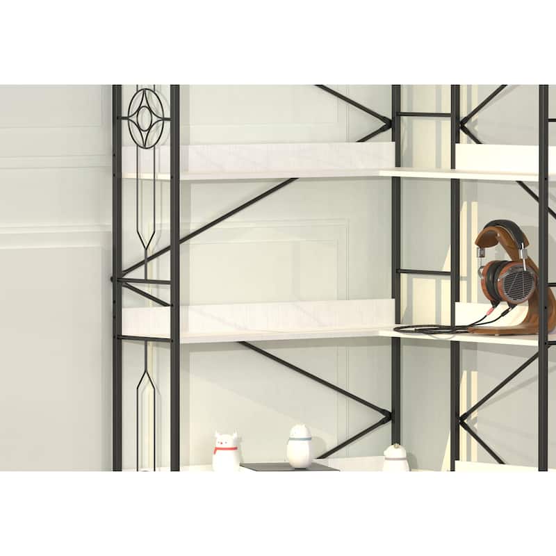 5 Tier Bookshelf, Industrial Style Corner Bookshelf,