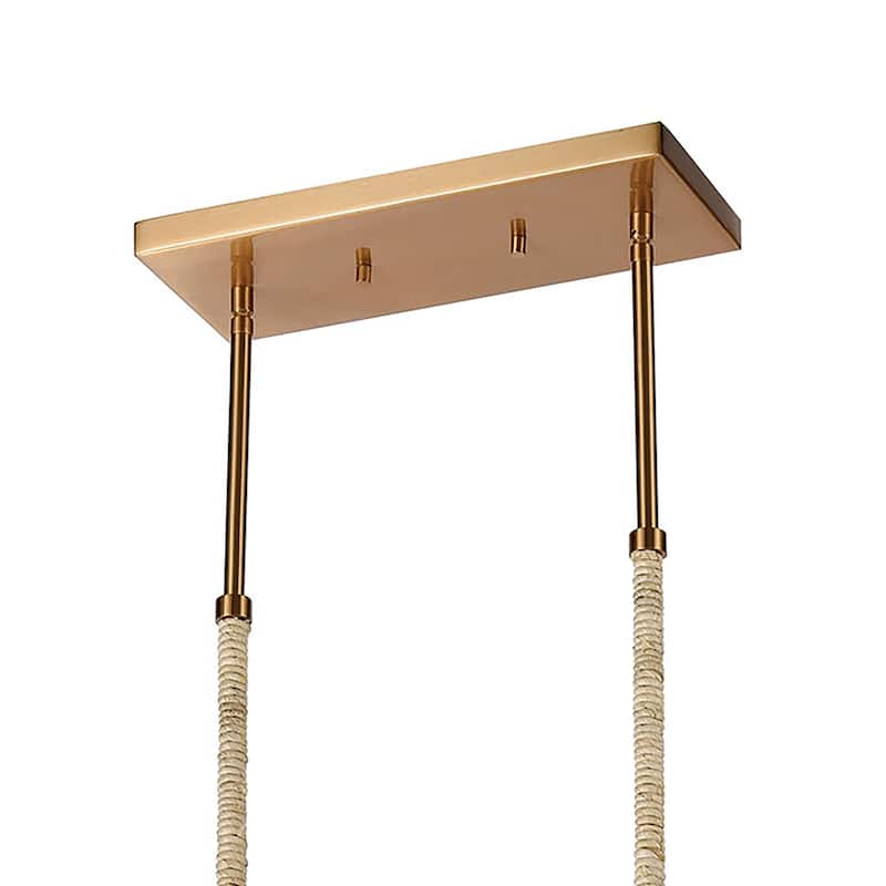 Abaca 24-inch Wide 5-Light Chandelier in Satin Brass