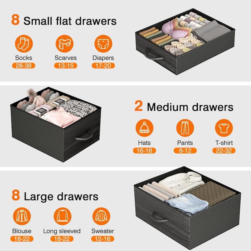18 Drawer Dresser Fabric Tall Dressers for Bedroom Chest of Drawers