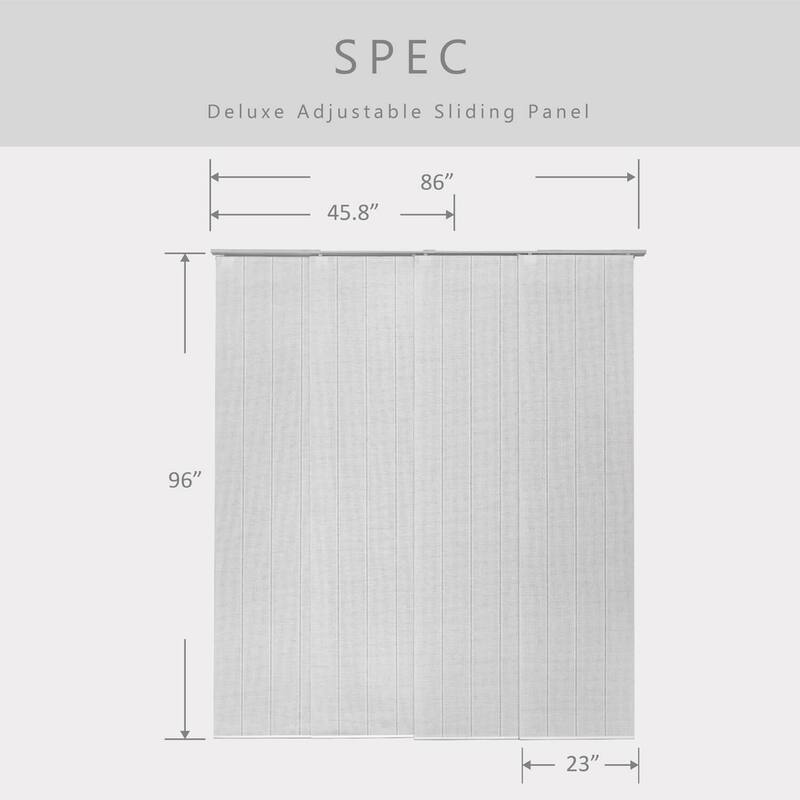 GoDear Design Natural Woven Adjustable Sliding Panel Track Blinds, Vertical Blinds, Timeless Series, 45.8"- 86" W x 96" L