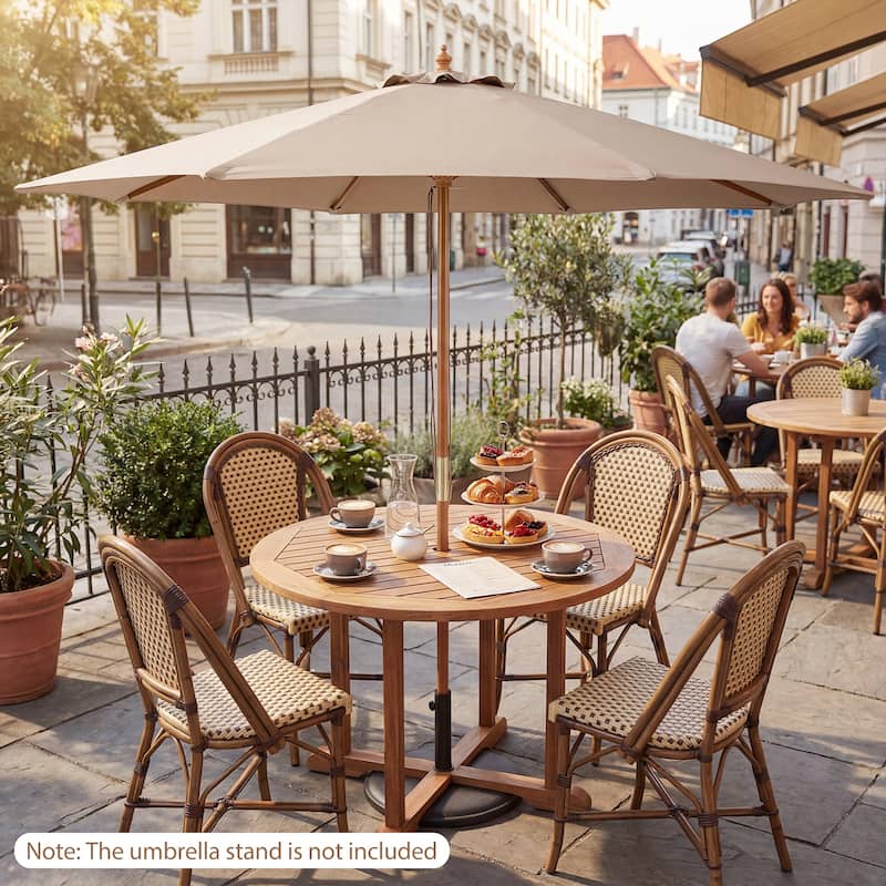 Gymax 9 FT Patio Umbrella w/Adjustable Height Rope Pulley Lift Vented