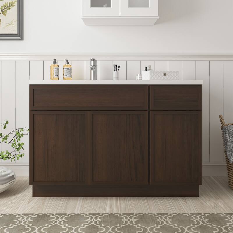 Vanity Art 45" Birch Freestanding Bathroom Vanity Cabinet without Top - Brown