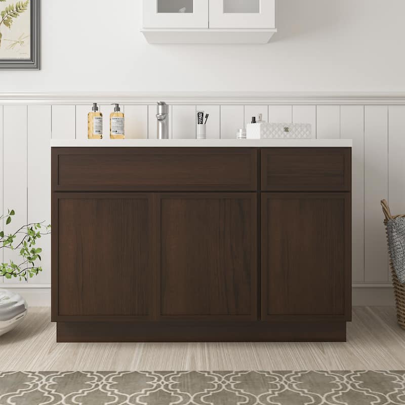 Vanity Art 48" Birch Freestanding Bathroom Vanity Cabinet without Top - Brown