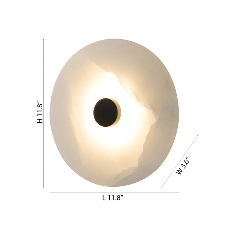 1-Light Satin Black Metal LED Wall Sconce With A Alabaster Shade