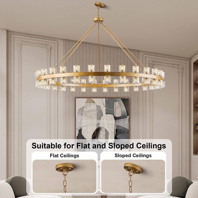 KAYLA Wagon Wheel Chandelier With Crystal Shade