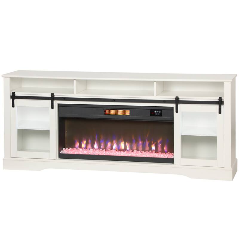 Farmhouse Fireplace TV Stand for TVs up to 80", TV Console TV Cabinet with 36" Electric Fireplace