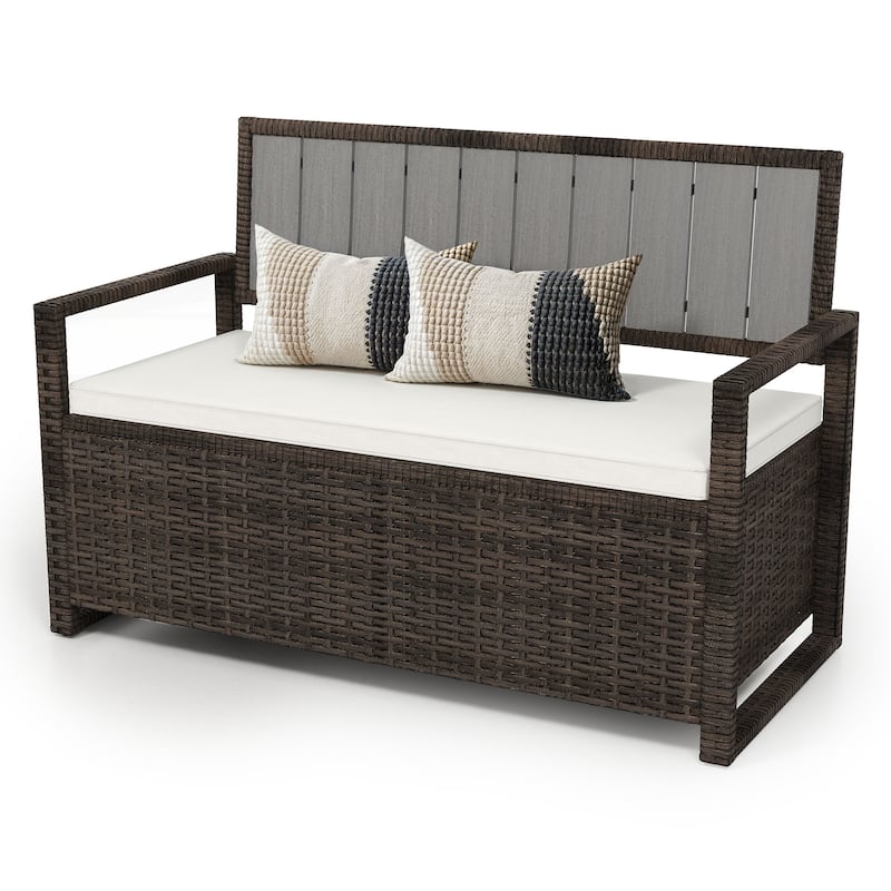 Moasis 70 Gallon Outdoor Storage Bench All-Weather PE Rattan Deck Box