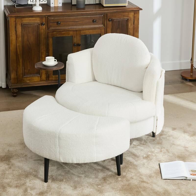 42.5" Single Sofa Chair with Cresent-Shaped Movable Footstool
