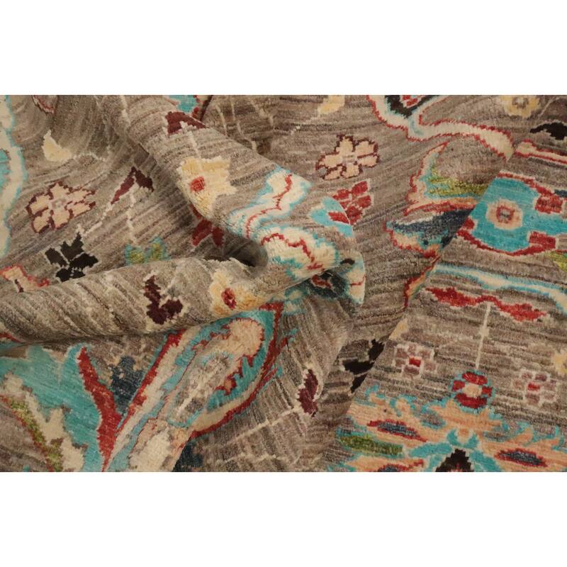 Hand Knotted Oriental 100% Wool Carpet Traditional All-Over Brown Ziegler Area Rug - 9' 3'' X 8' 0''