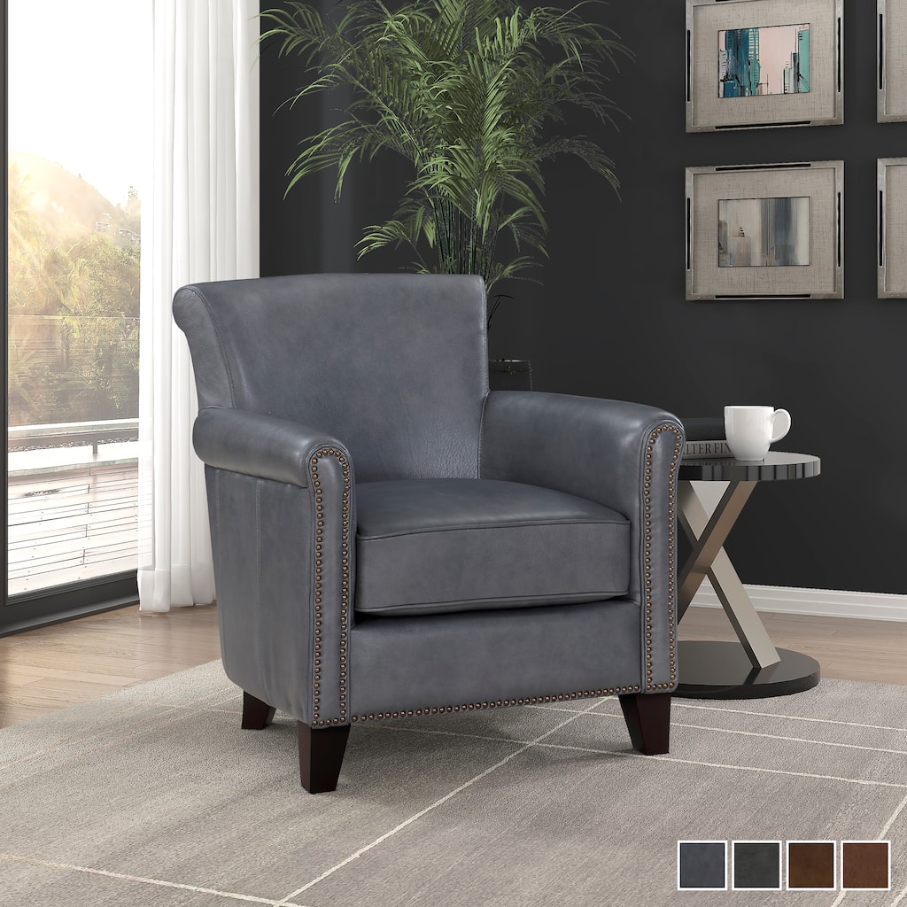 Raya Leather Upholstered Arm Accent Chair
